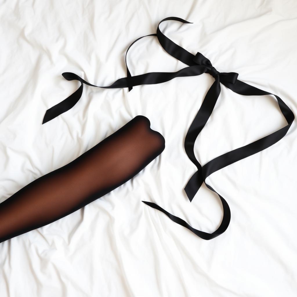 Black sheer stockings and satin ribbon